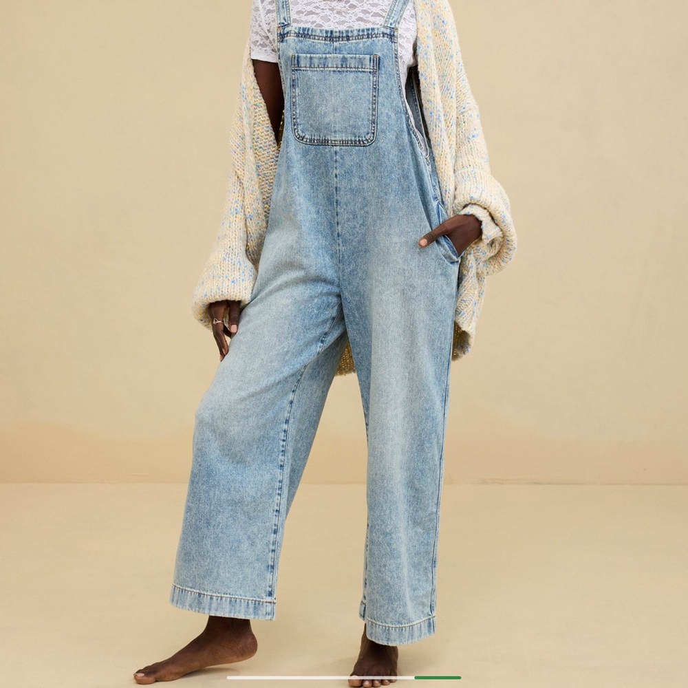 Aerie Light Blue Women's Denim Overalls - Picture 2 of 5
